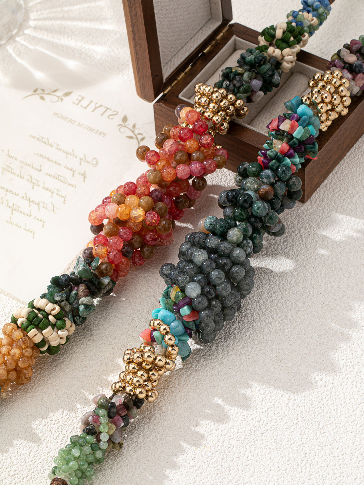 Boho Multi-Gemstone Cluster Statement Necklace | Handcrafted