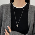 Liquid Metal Irregular Pearl Pendant Necklace – Molten Silver Statement Chain for Women