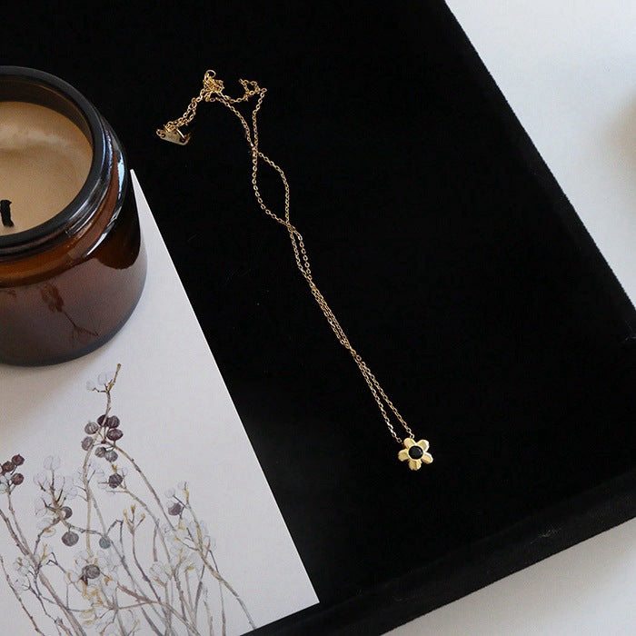 S925 Sterling Silver 18K Gold Plated Flower Pendant Necklace – Minimalist Floral Clavicle Chain for Women
