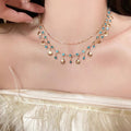 Mermaid Ocean Blue CZ & Gold Shell Jewelry Set