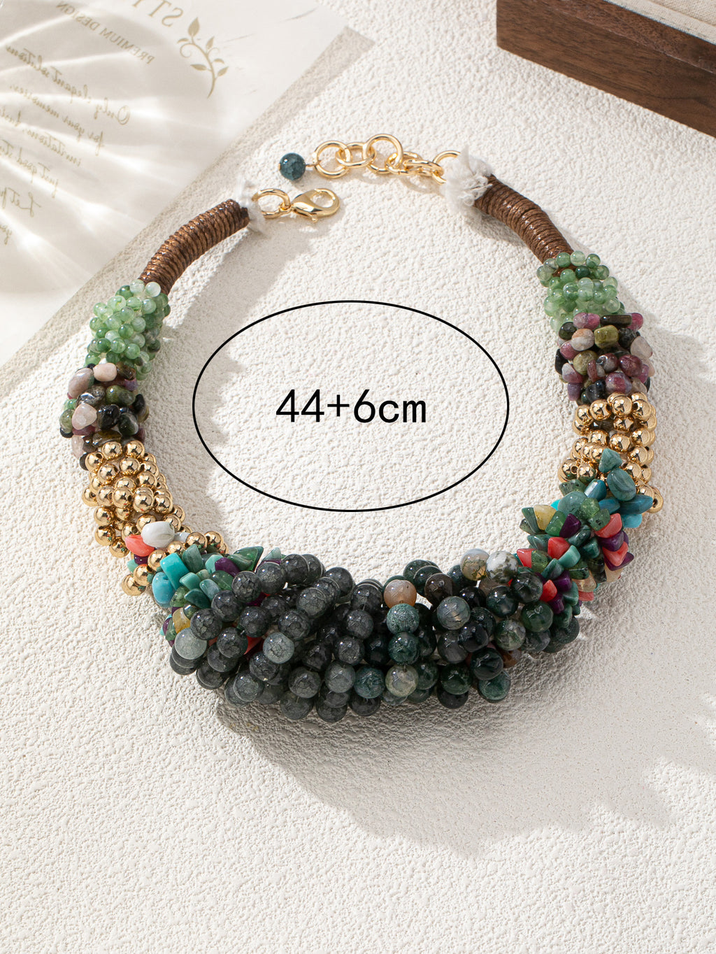 Boho Multi-Gemstone Cluster Statement Necklace | Handcrafted