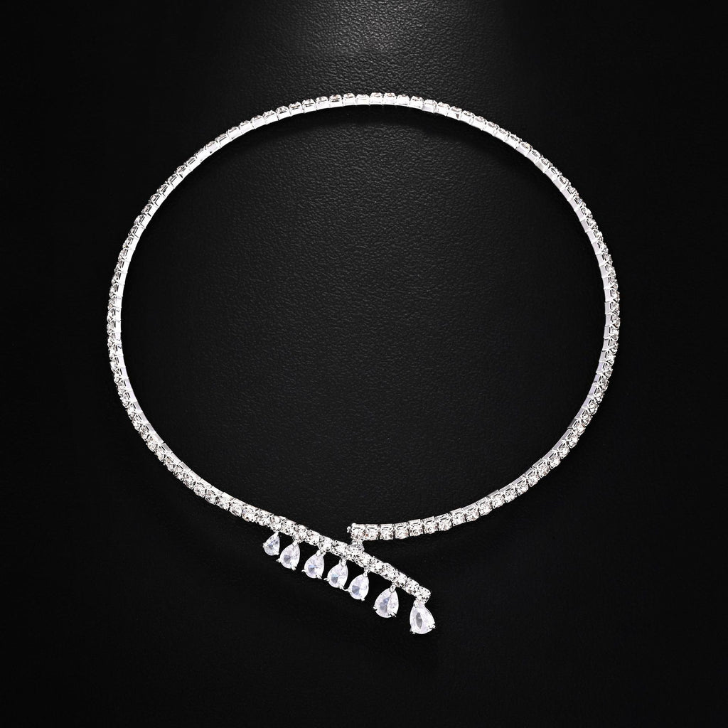 Asymmetric Teardrop Crystal Tennis Choker