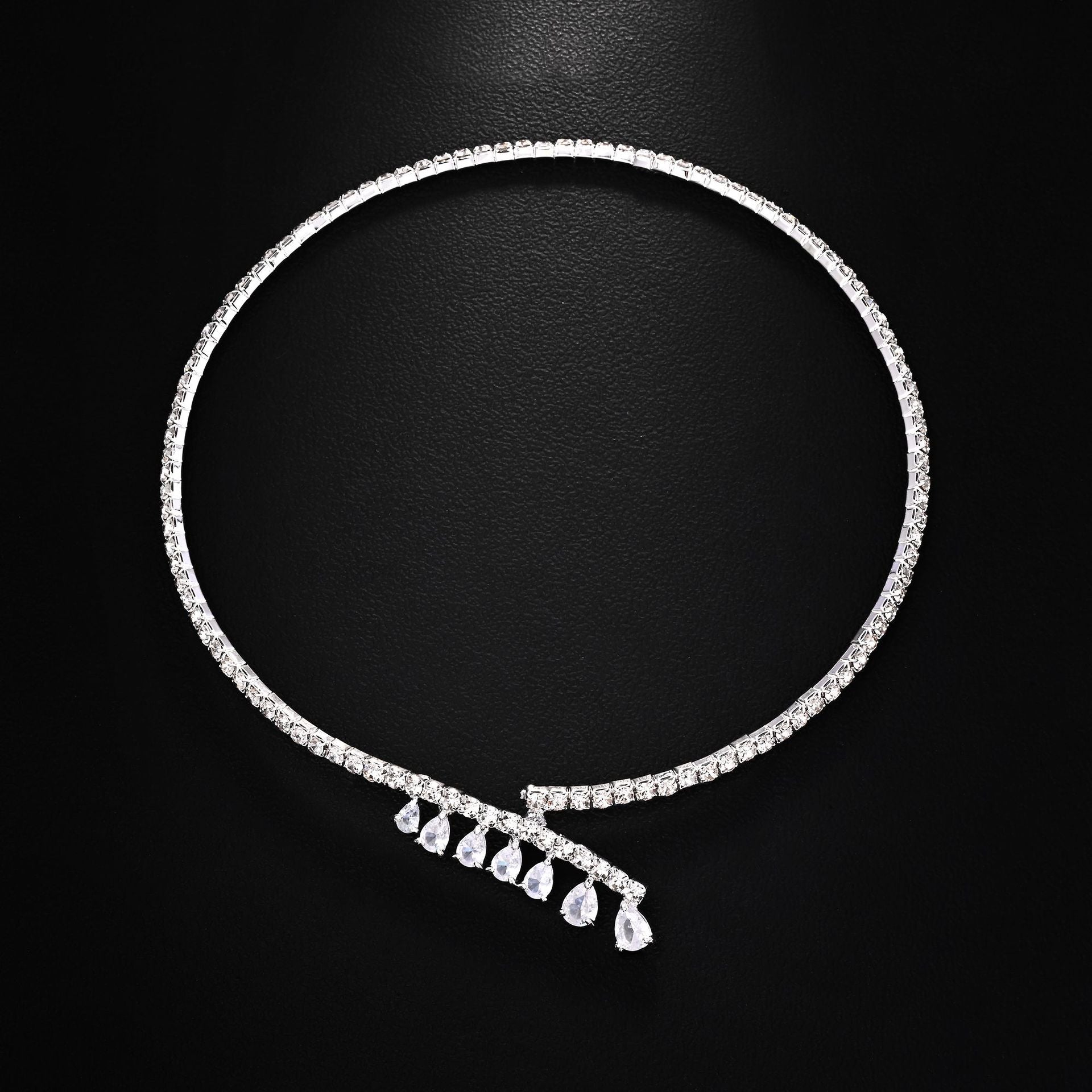 Asymmetric Teardrop Crystal Tennis Choker