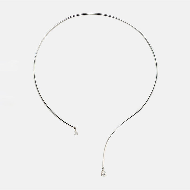 Minimalist Open Teardrop Torque Choker | S925 Silver