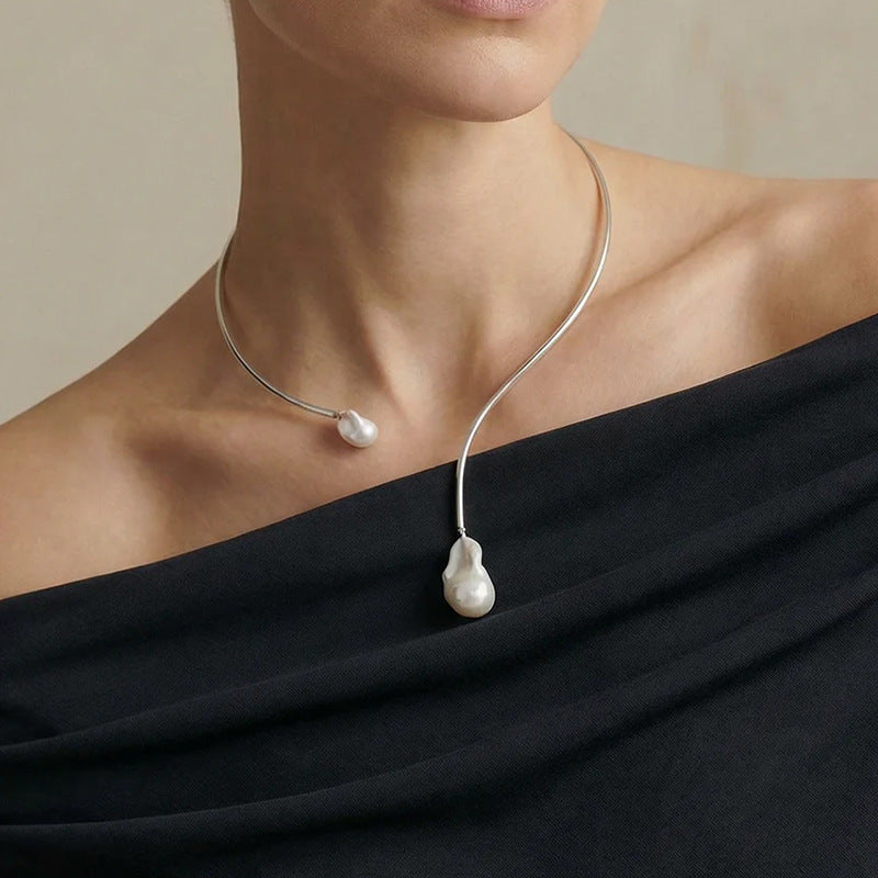 Minimalist Open Teardrop Torque Choker | S925 Silver