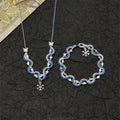 Neues chinesisches Retro gewebtes Wellen-Halsketten- & Armband-Set | S925 Silber