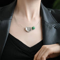 Handcrafted Lotus Leaf Pendant Necklace with Green Bead | S925 Silver