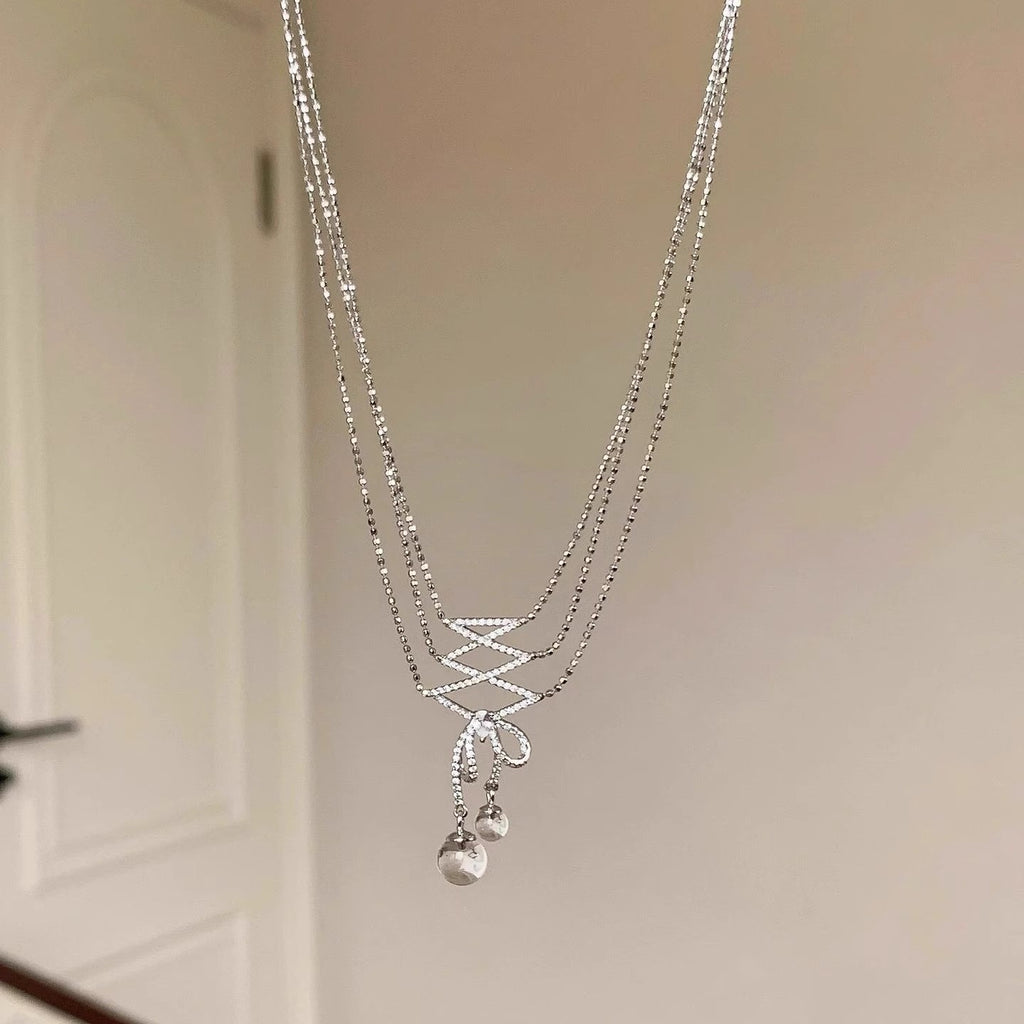 'Ballet Ribbon' Silver Bow Choker Necklace | S925 Silver