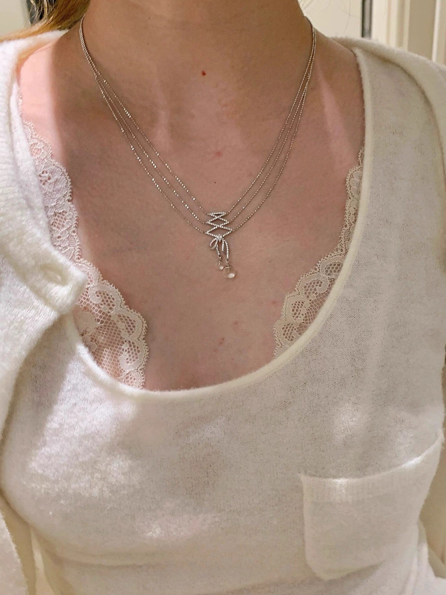 'Ballet Ribbon' Silver Bow Choker Necklace | S925 Silver