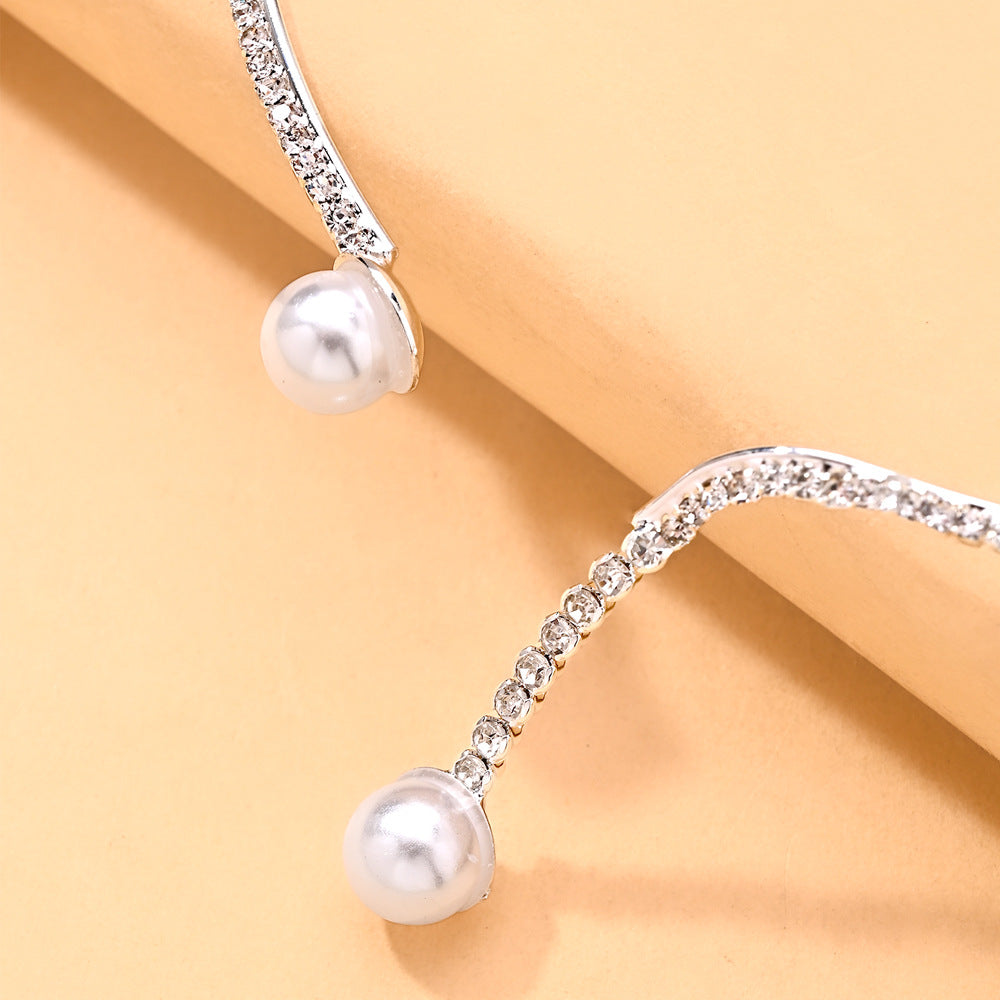 French Pearl Choker with Sparkly Rhinestone Accent | S925 Silver