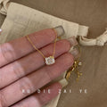 Cute Sparkling Kitty Bow Silhouette Pendant Necklace – Dainty Cubic Zirconia Silver Clavicle Chain for Women
